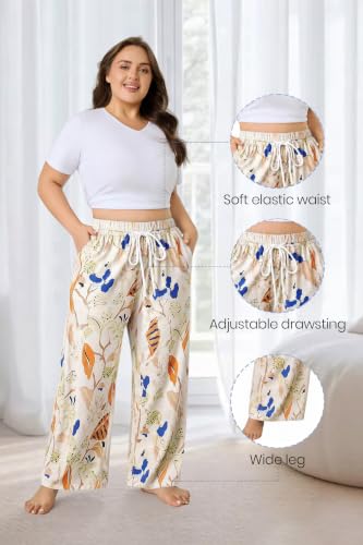 Image of FLYCURVY Plus Size Women Pajama Pants with Pocket L-5XL