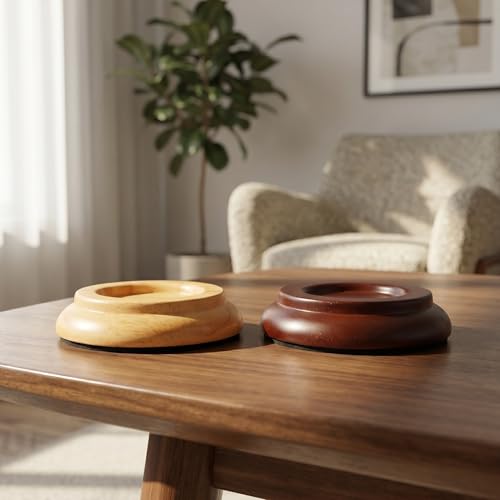 Protection sol en bois massif pour piano : coupelles rondes marron antivibrations haut de gamme - 5