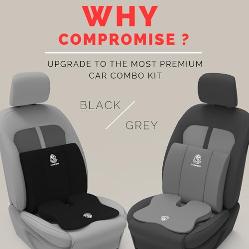 Image of MRRON Car Comfort Combo | Memory Foam Backrest & Wedge Seat Cushion Combo of 2 | Orthopedic Support for Back, Tailbone, Sciatica | Ergonomic Comfort for Car, Office| Posture Correction | Universal Fit