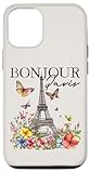 Ce design vintage de Paris avec la tour Eiffel et les motifs floraux colorés est l'idée cadeau parfaite pour les filles et les femmes qui aiment la France. paris je t'aime
