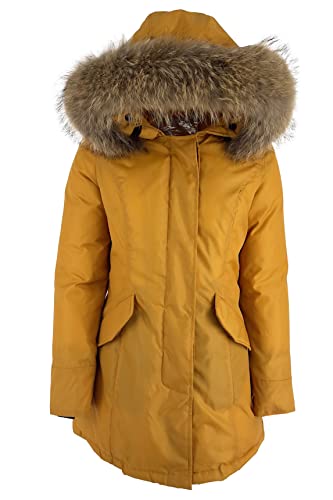 JOPHY & CO. Parka Hiver Femme Manteau à Capuche et Véritable Fourrure (cod. 881092), Moutarde...