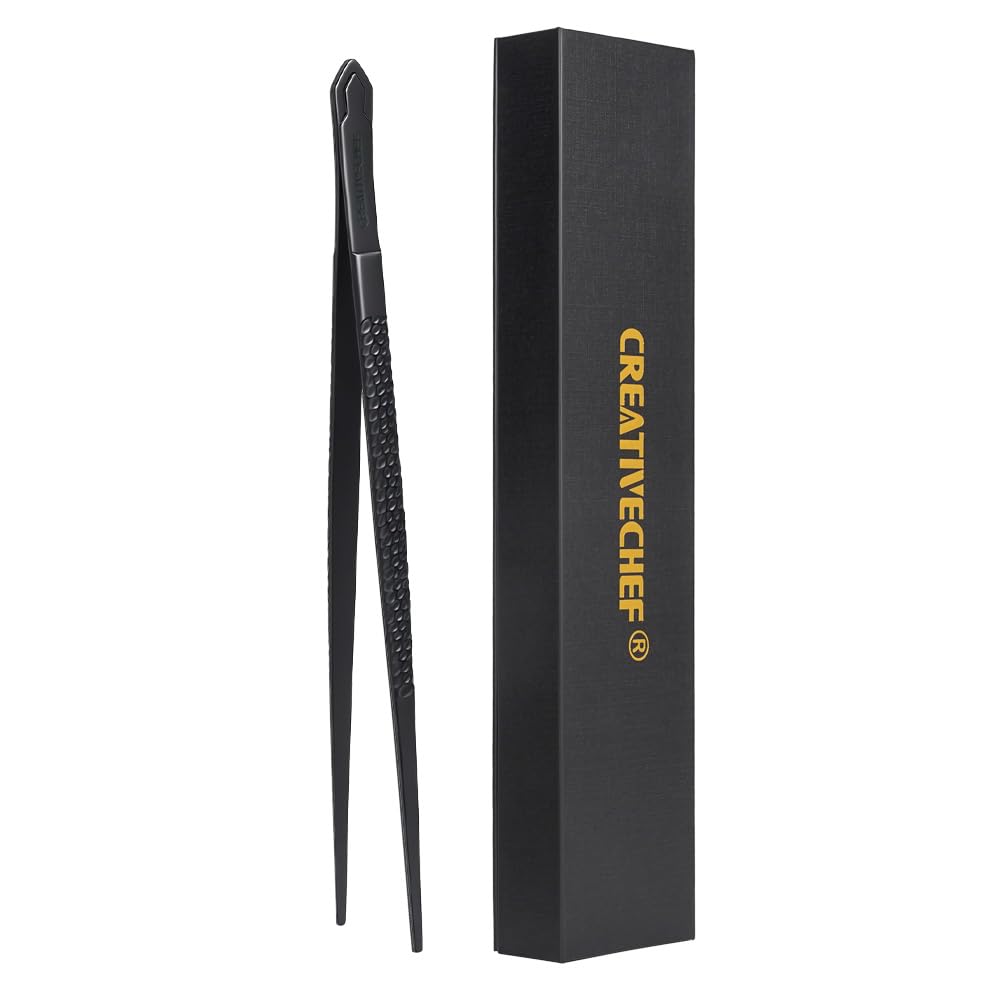 Cooking Tweezers, 1 Piece Chef's Tweezers Tongs, Chef's Plating Tool, 10 inch Food tweezers, Universal for all kinds of cooking, steak, plating, pasta and many other scenarios (1pc Set)