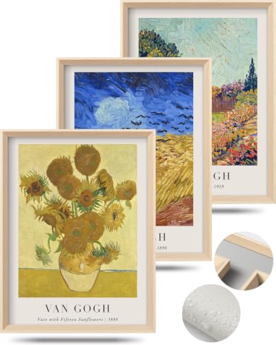 HesenDot Van Gogh Framed Wall Art,Vintage Canvas Prints Set of 3