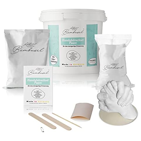 Hochwertiges Handabdruckset Gipsabdruckset für Paare Familien Kinder Babys; Partner Geschenk - für sie und ihn, Tolle Hochzeitsgeschenke für Brautpaar, All-in-one Set, Komplettset Made in Germany Cover