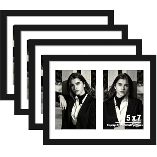 Image of DUENPY 4-Pack 8.5x11 Collage Picture Frames, 5x7 Collage Picture Frame, Displays Two 5x7 inch Photos, or 8.5x11 (Without Mat) Wall Decor Wall Hanging or Tabletop, Black