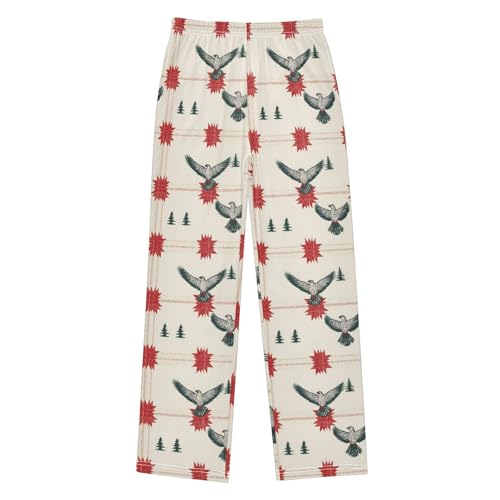 Hawk Plaid Long Pajama Pants Bottoms Soft Sleepwear with Pockets