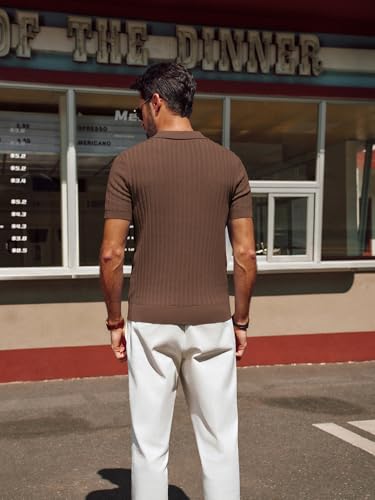 PJ PAUL JONES Mens Knit Polo Shirt Short Sleeve Textured Polo Shirts Casual Summer Collared Polo T Shirt4