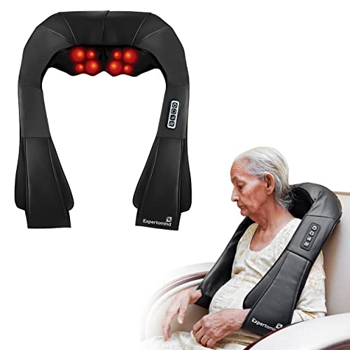 Expertomind Cervical Massager for Neck & Shoulder Pain Relief | Shiatsu Body Massager With Infrared Kneading Nodes | Relieves Muscular Tension & Stiffness | Electric Powered | Variable Intensity