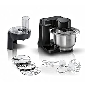 Bosch MUMS2EB01 MUM Series 2 household appliance food processor, stainless steel bowl 3.8 litres, planetary mixer, dough hook, whisk, beater, stainless steel, continuous slicer, 3 discs, 700 watt, black