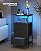 SONGMICS BELLAH Collection - Nightstand with Charging Station and App-Controlled Adjustable LED Lights, Bed Side Table, 3 Drawer and 1 Open Shelf, Bedroom, Ink Black and Ebony Black ULGS303BH01S
