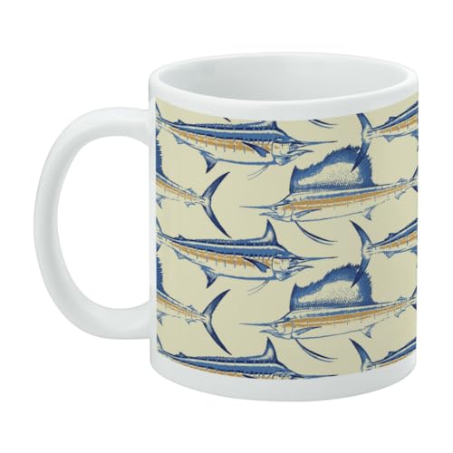 Taza de cerámica con diseño Billfish Fishing, 11 oz miniatura 3