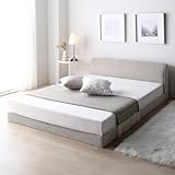 ベッド シングル フレームのみ ベージュ ファブリック ロータイプ 布張り すのこ 背もたれ お客様組立 SOFREE ソフリー