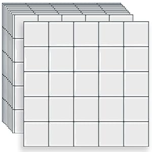 DEWOO Square Peel and Stick Backsplash Tiles Self Adhesive Subway Checkered Grid for Kitchen Bathroom Wall White (10-Sheet,12″×12″)