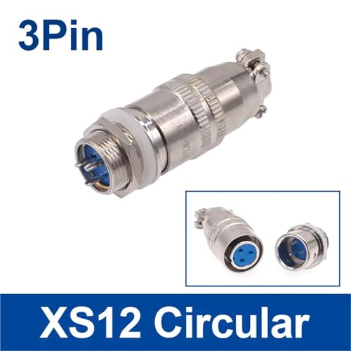 Conector de aviación XS12 de 12 mm 3 pines macho hembra para enchufe rápido 3A 400V 2