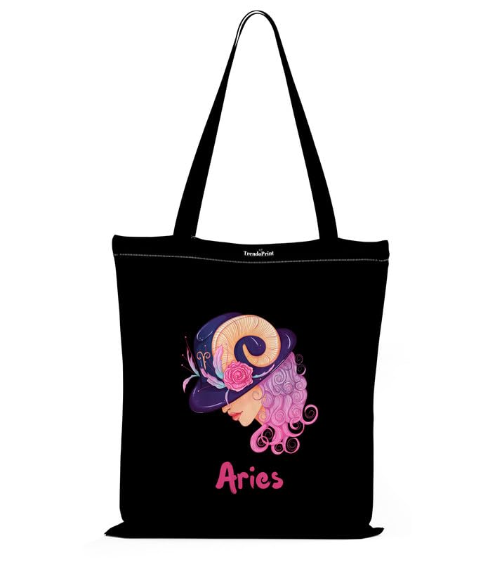 TrendoPrint Zodiac Sign Canvas Tote Bag For Women, Tote Bag Aesthetic With Zipper, Portable Washable Grocery Shopping & College Tote Bag TrendoPrint Zodiac Sign Canvas Tote Bag For Women, Tote Bag Aesthetic With Zipper, Portable Washable Grocery Shopping & College Tote Bag