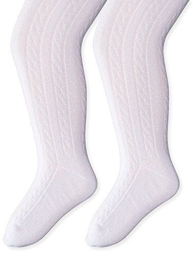 Trimft Girls Cotton Blend Cable Knit Tights with Comfortoe - 2-Pack