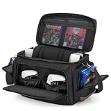 LoDrid Travel Carry Case Compatible with PS5/PS5 Slim/PS4/PS4 Pro/PS4 Slim/Xbox One/Xbox One X for Console and 15.6' Laptop, Protective Gaming Bag with Handle and Shoulder Strap, Black