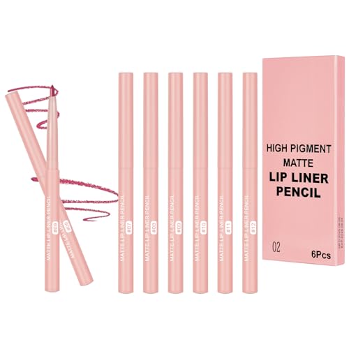 LOPHE Perfilador de Labios, 6 Colores Juego de Lápices de Labios, Lip Liner Stain, Multi-Liner, Lápiz Delineador, Perfiladores Retráctiles para Perfilar y Modelar Los Labios, Larga Duración (Tipo B)