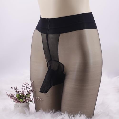 Collant leggeri da uomo, senza cuciture, per moda e comfort (nero aperto)