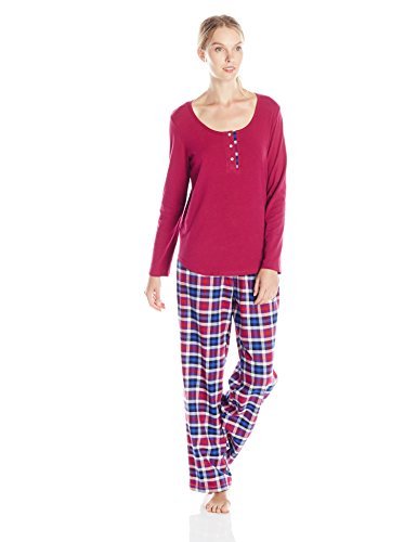 Lucky Brand Women's Contrast Placket Flannel Pajama