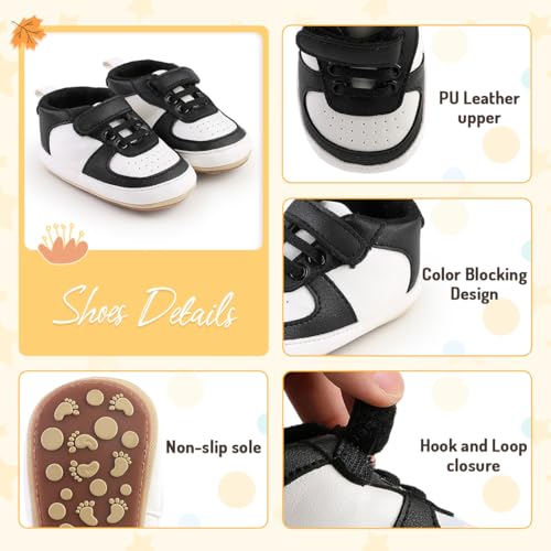 Image of Baby Boys Girls Sneakers Toddler Non-Slip Soft Rubber Sole First Walking Shoes Infant Newborn Crib Dress Shoes
