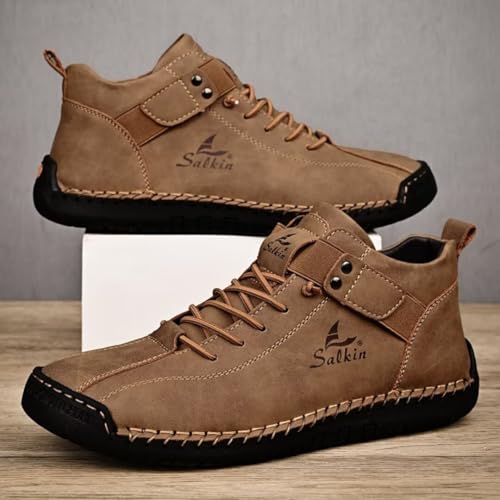 Casual Leather Arch Support Non-slip Wear-resistant Slip-on Loafers Brown3