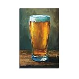 XMUXCY Leinwand-Poster, Lebensmittel, Bierglas, ungerahmt, moderne Dekoration für Wohnzimmer, Schlafzimmer, Büro, 50 x 75 cm