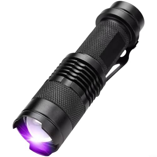 Alanmoship 1 Pack 365Nm Linterna UV Aleación de Aluminio Luz Negra para Escorpión Caza Gato Inspección de Tiña Orina de Mascotas y Detección de Dinero Falsificado Camping(D)