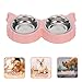 LIOOBO Pet Food Water Feeding Dish Double Stainless Steel Bowls Non-Slip for Dogs Cats Adorable Butterfly Shape for Small to Large Animals