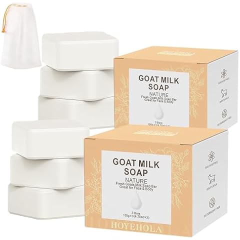 HOYEHOLA Goat Milk Soap Bar 6 Packs - Natural Moisturizing Soap Bar for Men Women All Skin Types Face & Body, 28oz Pack of 6 Bars Cover