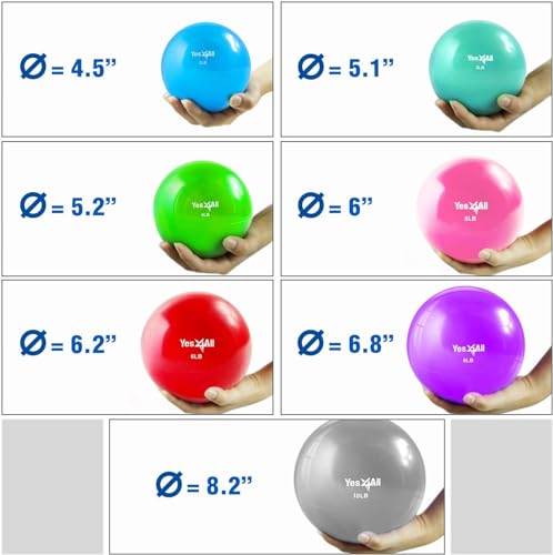 Image of Yes4All Weighted Toning Balls for Exercise, Soft Medicine Balls for Exercise, Pilates, Yoga, Balance, Flexibility, 2-10lbs