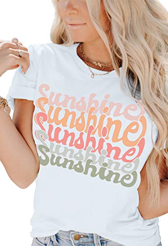 INFITTY Womens Funny Letters Print T Shirts Short Sleeve Shirts