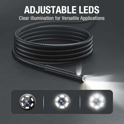 Teslong Inspection Camera, Dual Lens Borescope Camera with Light, NTS300 5" IPS Industrial Endoscope, 1080P Waterproof Flexible Mechanic Fiber Optic Snake Scope Cam for Wall Automotive Engine (16.5FT)