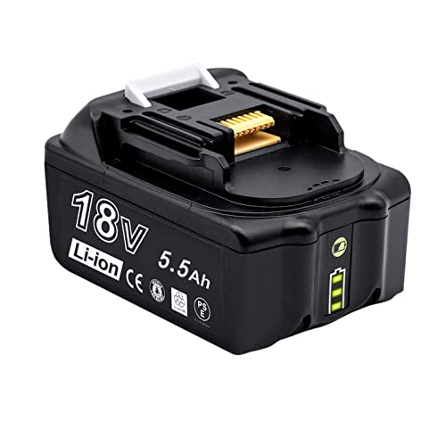 AKKOPOWER Batterie de rechange 18 V 5500 mAh Li-Ion compatible avec batterie BL1850 BL1815 BL1830 BL1840 18 V 5,5 Ah avec indicateur LED Cover