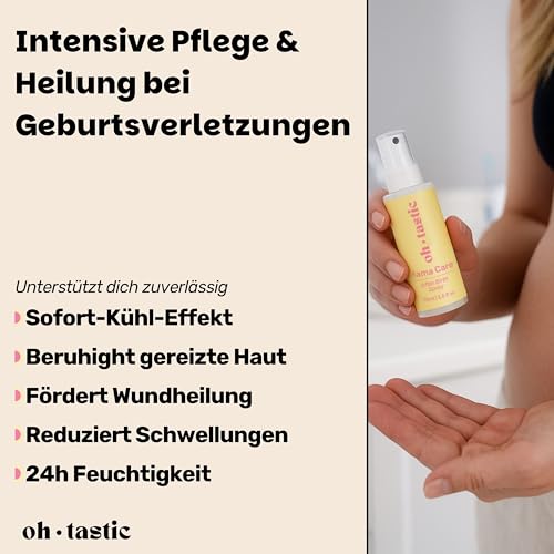 Regenerationsspray nach Geburt fürs Wochenbett – Kühlendes Recovery Spray zur Pflege von Damm & Kaiserschnittnarbe, Anwendbar auf Wochenbett Binden - ohtastic (75ml)