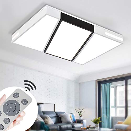 LED Lámpara de Techo 72W Interior Plafón Moderna LED de Techo Rectangular De Dormitorio Cocina Sala de estar Comedor Balcón Pasillo (Regulable 3000-6500K)