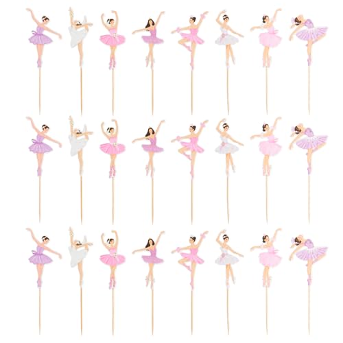 Set de Decoración para Tartas Cumpleaños, Elegantes Topper Bailarina y Mariposas para Tarta Cumpleaños, Ideal para Decoracion Tartas de Princesa y Fiestas Temáticas (3)