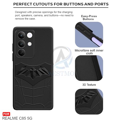 Image of AESTMO Back Cover for Realme C85 / 15X / Narzo 90X 5G | Stylish | Soft Silicone | Shockproof | Camera Lens Protection Back Cover for Realme C85 / 15X / Narzo 90X 5G (Black)