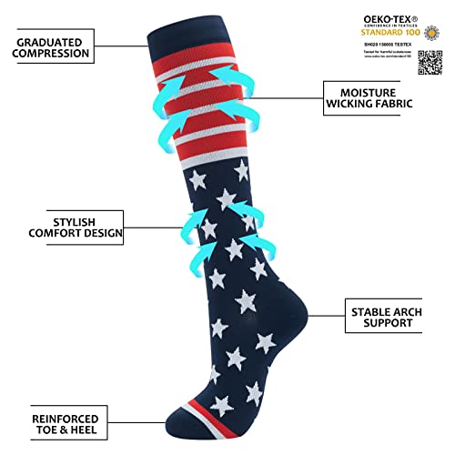 Image of fenglaoda Compression Socks for Women Men 3 Pairs Graduated Compression Support Circulation Socks for Nurses