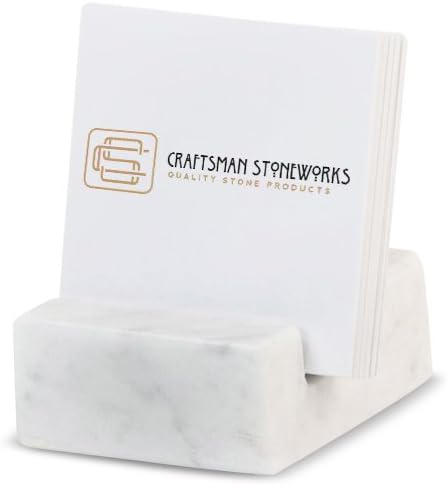NIANWUDU Miscellany Square Business Card Holder White Carrara Marble