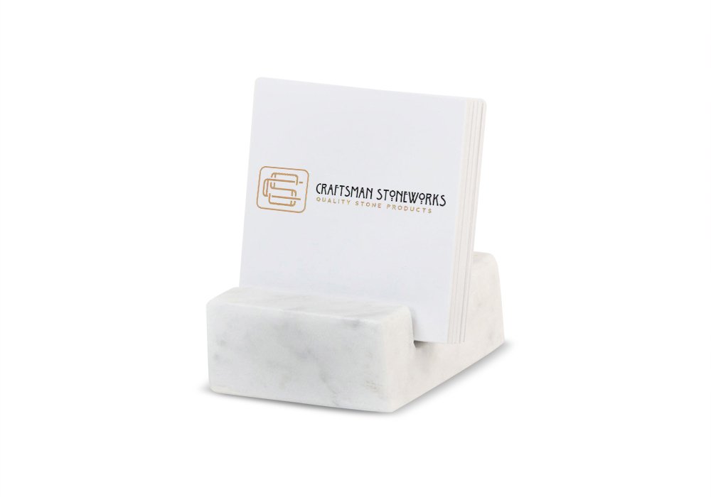 Square Business Card Holder made from White Carrara Marble