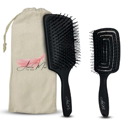 Cepillo Pelo Antitirones Pack Cepillo Desenredante con Púas Flexibles, Antirotura Peine Antitirones Cepillo Secador de Pelo Modelador y Cepillo Pala Antifrizz Pelo Desenredante Pelo Niñas