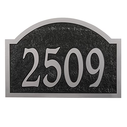 Address Sign Large Options Art - Wall Mounted House Address Sign Numbers For Outside House,Personalized Address Plaque Plate,House Number Plaque Sign For Street,Garage,Garden,Apartment,Mialbox 12'' X 9''(Silver) #TOP15