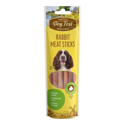 Image of Barkbutler x Dogfest Meat Sticks Rabbit, Dog Treat 45g| Protein Packed, Made with Natural Ingredients | 0% Artificial Flavours, Colours or Preservatives | Select Grade, for All Adult Breeds