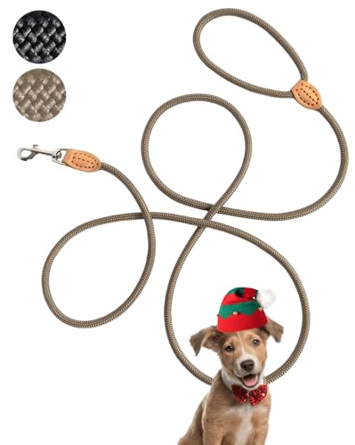 LeileiPaws Tauleine Hund – Nylon Hundeleine für kleine, mittelgroße & große Hunde – hundeleine leicht mit Schlaufe für kleinere Hunde, robuste Hundeleine große Hunde(Khaki, 2m x 0.8cm)