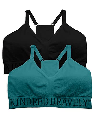 Image of Kindred Bravely 2-Pack Hands Free Sports Pumping Bra Bundle (Black and Teal, Small)