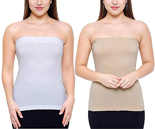 Image of Women's /Girl's Strapless Stretchable Long Bandeau Tube Top Camisole Free Size