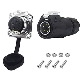 CERRXIAN Power Female Socket to Male Plug Reverse Style IP67 Outdoor Waterproof Aviation Soldering Connector for AC DC Signal LED Lighting Equipments (Black) (5 Pin)