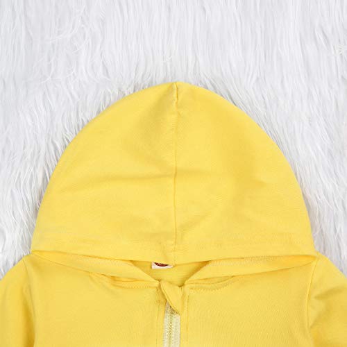 0-6T Toddler Baby Boy Girl Zipper Hoodies Sweatshirts Solid Pullover Shirts Tops Kids Fall Winter Cloths With Pocket (Yellow, 3T-4T) #TOP3