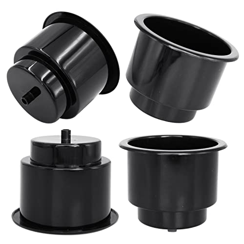 Yuanhe Black Plastic Cup Drink Holder Insert with Drain for Marine Boat RV Camper, 4PCS